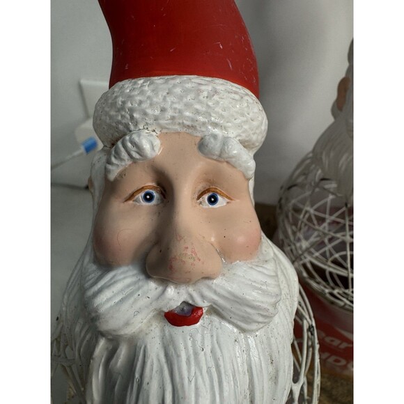 4 Dept 56 Santa Claus Face Round Wire Mesh Cage Christmas Tree Ornaments Rare - Picture 9 of 12